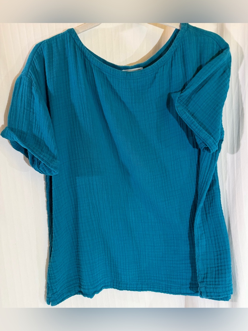 Eileen Fisher Turquoise soft short sleeve top size xs